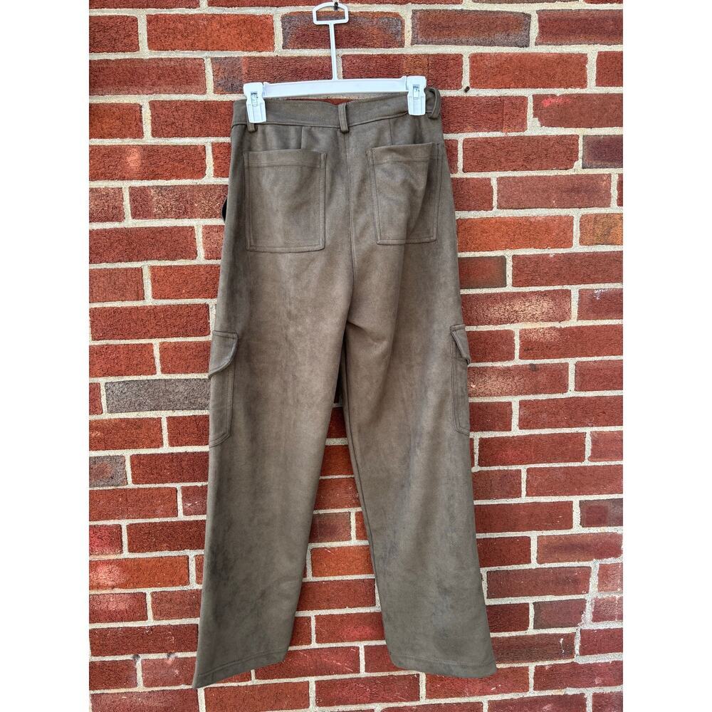 Counterparts Brown Faux Suede Cargo Pants Womens Small High Rise Straight Leg - Picture 5 of 7